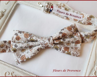 Bow tie / pocket square / cufflinks Liberty print autumn flowers fabric - Men's / children's / baby
