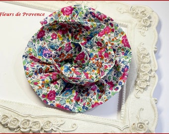 Broche ou Barrette Fleur Tissu Liberty Emma & Georgina framboise