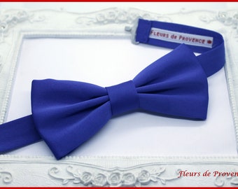 Elegant Bow Tie in Royal Blue Satin Fabric - Man / child / baby