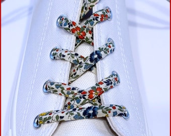 Pair of Liberty Katie and Millie fabric shoelaces, multicoloured
