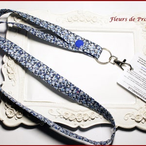 Verpleegster badge houder Liberty Pepper blauwe stof, sleutelhanger, koord, nekomtrek, verpleegaccessoire, master gift, ATSEM