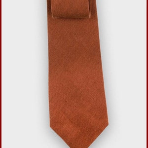 Tie / pocket square / cufflinks Linen fabric Terracotta / terracotta Men / children image 1