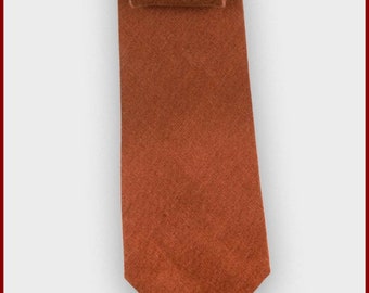 Tie / pocket square / cufflinks Linen fabric Terracotta / terracotta - Men / children