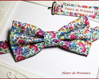 Bow tie / suit pocket / cufflinks Emma & Georgina raspberry Liberty fabric - Men / children / babies