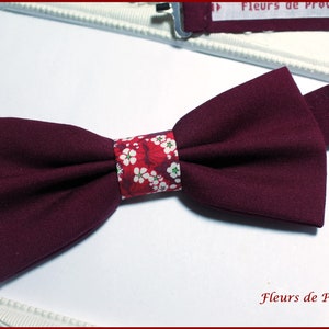 Burgundy Bow Tie in the middle with Liberty Fabric Mitsi Valeria - Man/child/baby