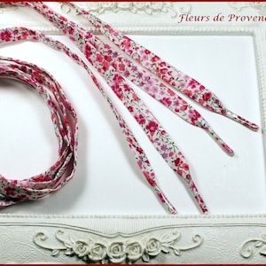 Pair of Liberty Phoebe pink fabric laces