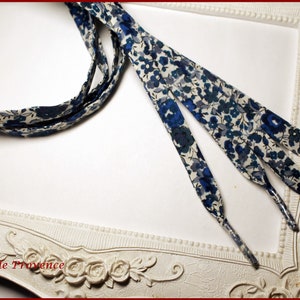 Pair of Liberty Emma and Georgina blue fabric laces