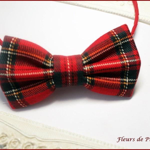 Serre-tete / Barrette / Broche /  Bracelet simple ou double: Tissu Noël tartan Ecossais rouge, bleu marin, vert