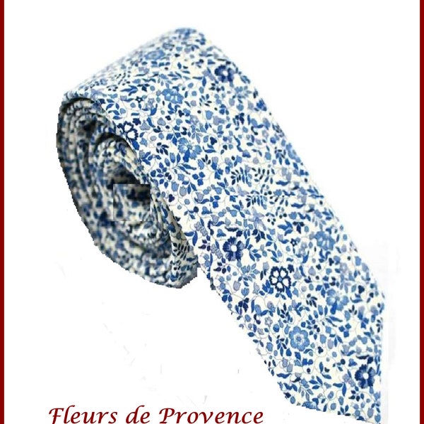 Tie / pocket square / cufflinks Liberty fabric Katie and Millie blue - Men / children