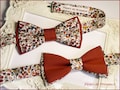 Double bow tie/ pocket square/ cufflinks Liberty Wiltshire Bud C fabric and plain Terracotta Organic Cotton - Men / children / babies
