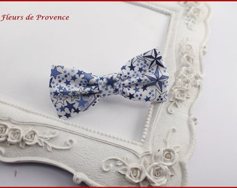 Barette / Broche Noeud Papillon Tissu Liberty Adelajda bleu