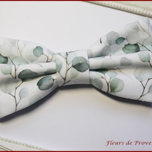 Bow tie / Pocket square / cufflinks Green Eucalyptus Leaves Fabric Men / child / Baby image 5