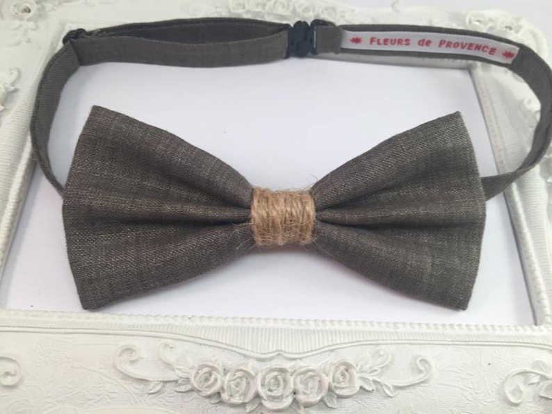 Bowtie plain brown linen country man  child  baby