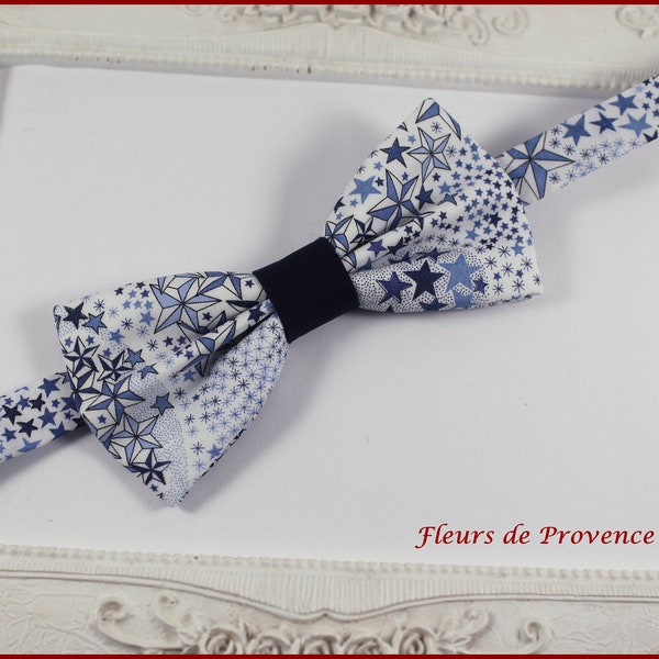 Noeud Papillon Pochette costume / boutons manchette Tissu Liberty Adelajda bleu - Homme / enfant / bebe