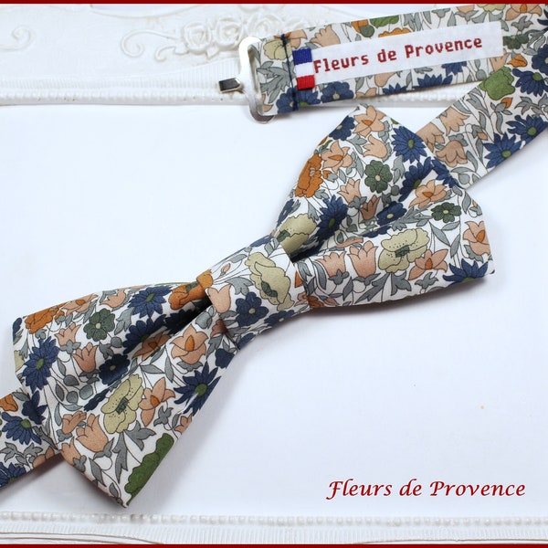 Noeud Papillon / pochette costume / boutons manchette - Tissu Liberty Poppy Forest bronze - Homme / enfant / bebe