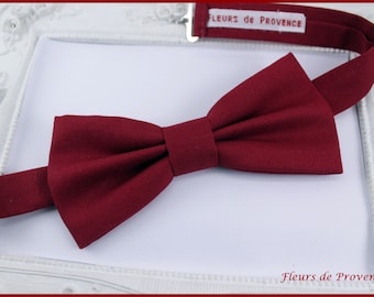 Bow tie / Pocket square / matching cufflinks Burgundy fabric (1) - Man / child / baby