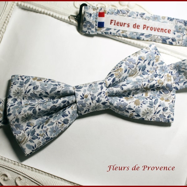 Noeud Papillon / boutons manchette / Pochette costume assortie Tissu Liberty Hannah rose  bleu - Homme / enfant / bebe