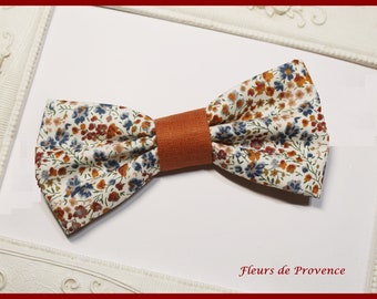 Bow Tie Barrette or Brooch Liberty Fabrics Phoebe Rouille - woman / girl