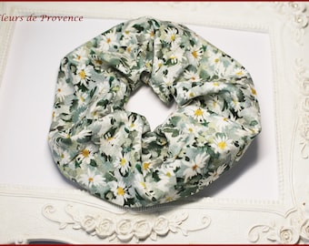 Chouchou Élastique Tissu Liberty Marguerite vert anglais