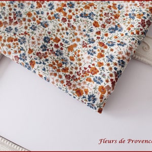 Noeud Papillon double / Pochette costume / Boutons manchette Tissu Liberty Phoebe Rouille, terre cuite et bleu Homme / enfant / bebe image 3