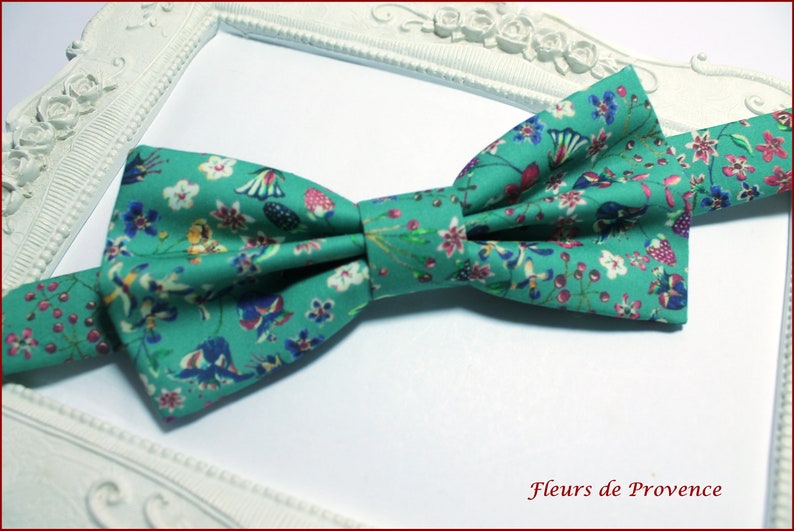 Bow tie / suit pocket / cufflinks Liberty fabric Donna leigh Jade Man / child / baby image 2