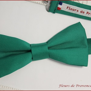 Cravate Ascot Lavallière / pochette costume / boutons manchette unie vert émeraude Homme image 6