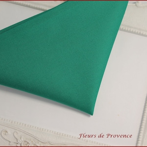 Cravate Ascot Lavallière / pochette costume / boutons manchette unie vert émeraude Homme image 3