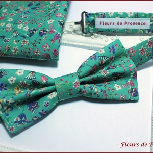 Bow tie / suit pocket / cufflinks Liberty fabric Donna leigh Jade Man / child / baby image 3