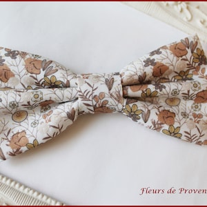 Set Cravate & Noeud Papillon Liberty Jaune Moutarde - Motif Floral Pour Mariage Champêtre | Homme & Enfant