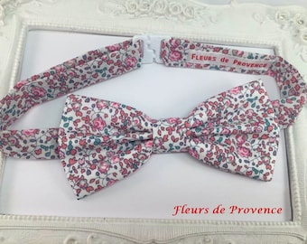 Noeud Papillon / pochette costume / boutons manchette - Tissu Liberty Eloise dragée rose- Homme / enfant / bebe