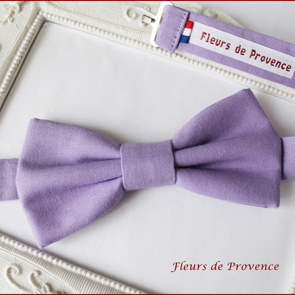 Noeud Papillon / Boutons de manchette / Pochette costume assortie Tissu lilas - Homme , enfant, bebe