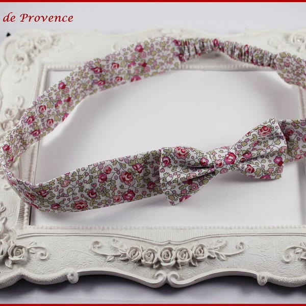 Headband / Bandeaux en Liberty Tissu Liberty Eloise rose  - Femme / fille / bebe