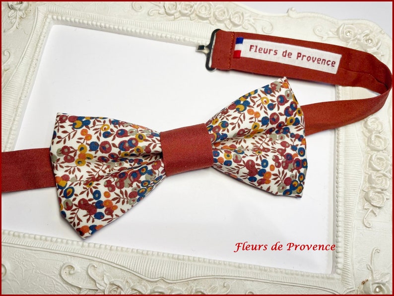 Noeud Papillon / pochette costume/ boutons manchette Tissu uni Terracotta Coton Bio et Liberty Wiltshire Bud C Homme / enfant / bebe Liberty