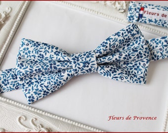 Bow Tie / Cufflinks / Matching Suit Pouch Liberty Indi Fabric Blue - Man / Child / Baby