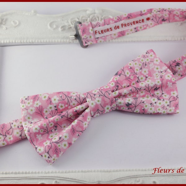 Noeud papillon / Pochette costume / Boutons manchette Tissu Liberty Mitsi Valeria Orchidée rose - homme / enfant / bebe