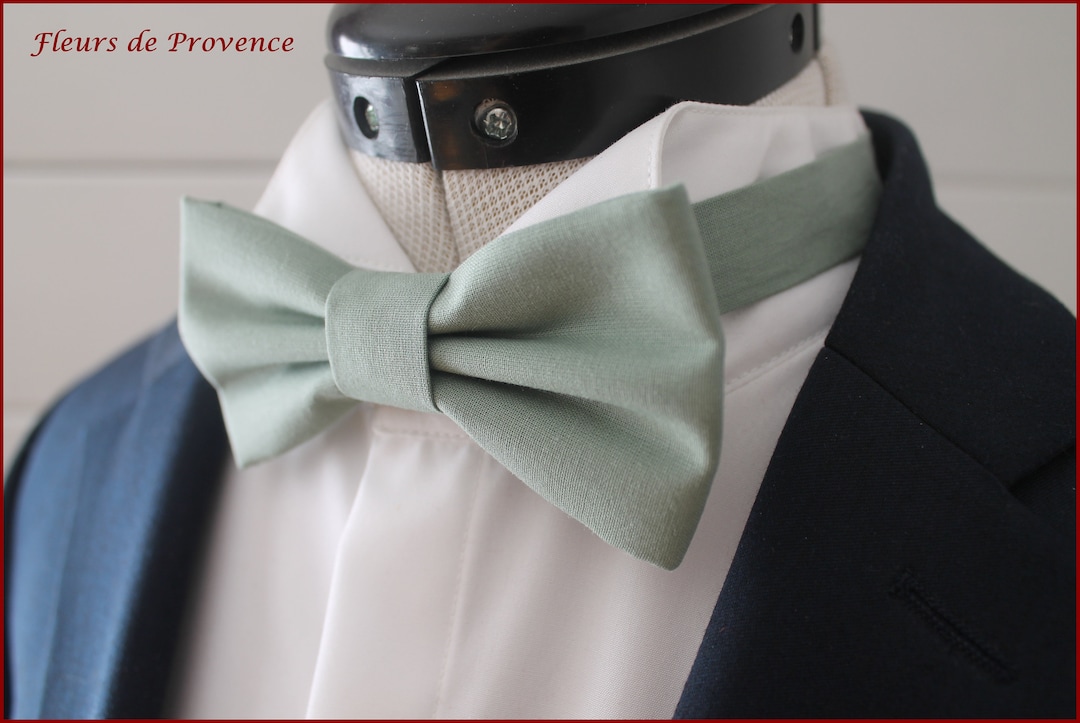 Nœud Papillon Homme Vert Sauge - Ensemble élégant Avec Pochette Et Boutons De Manchette - Soie - Pour Mariage, Cérémonie, Soirée