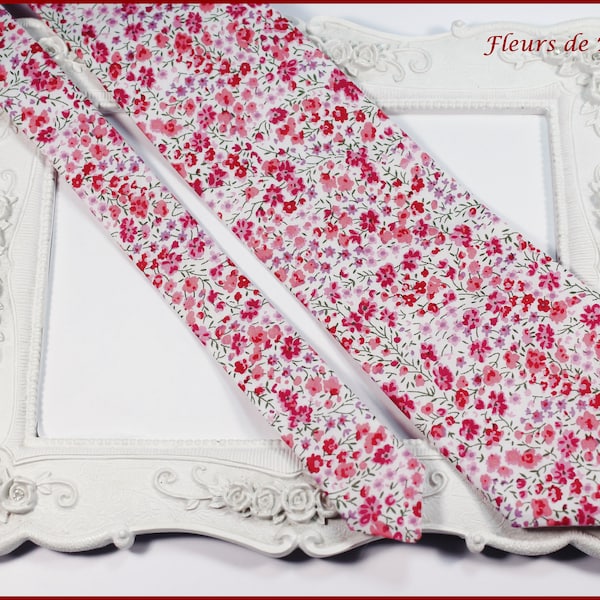 Cravate Tissu Liberty Phoebe rose  - Homme / enfant