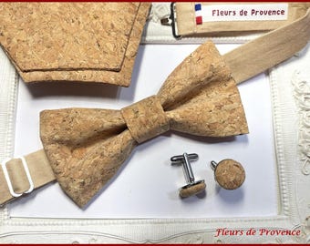 Cork bow tie / cufflinks / pocket square - Men / children / babies