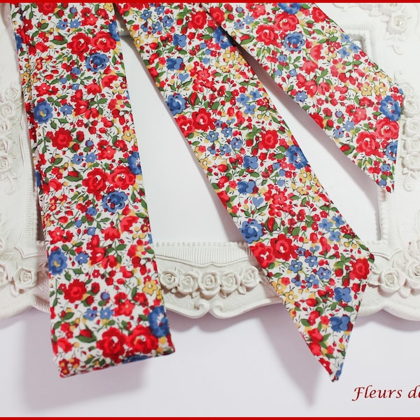 Ceinture pour Fille Tissu Liberty Emma et Georgina roge et bleu