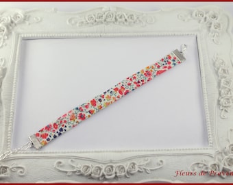 Bracelet simple ou double / boucles d'oreilles Tissu Liberty Phoebe pepsi rouge