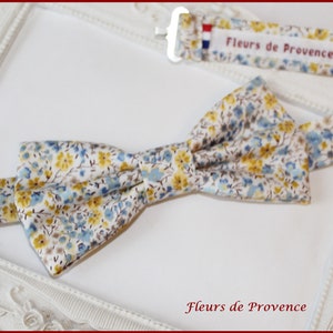 Bow Tie / Pocket Square / Cufflinks - Liberty Phoebe fabric blue and yellow 40th anniversary edition - Men / children / babies