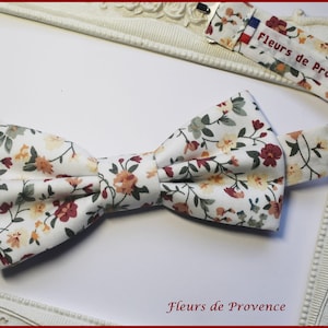 Bow tie / Pocket square / Cufflinks - Liberty fabric with burgundy, peach and sage green flowers - Man / child / baby