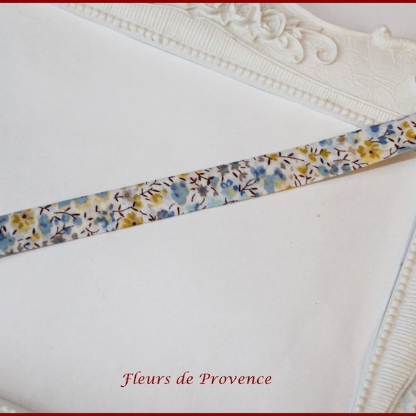 Bracelet Tissu Liberty Phoebe bleu et jaune Edition 40 ans