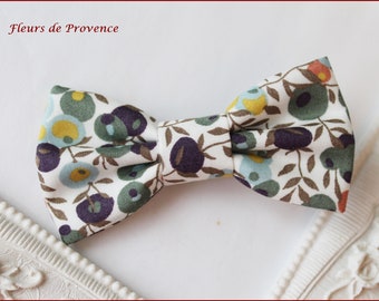 Barrette Noeud Papillon tissu  Liberty Wiltshire jour d'automne oliviers