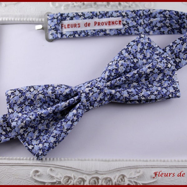Bow tie, cufflinks, Pocket square Liberty Pepper blue fabric - Man/child/baby