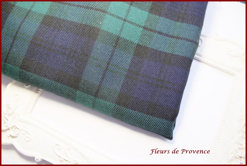 Bow tie / pocket square / cufflinks Scottish tartan fabric navy blue, green Man / child / baby image 4