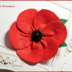 Broche feutre Fleur Coquelicot rouge image 7