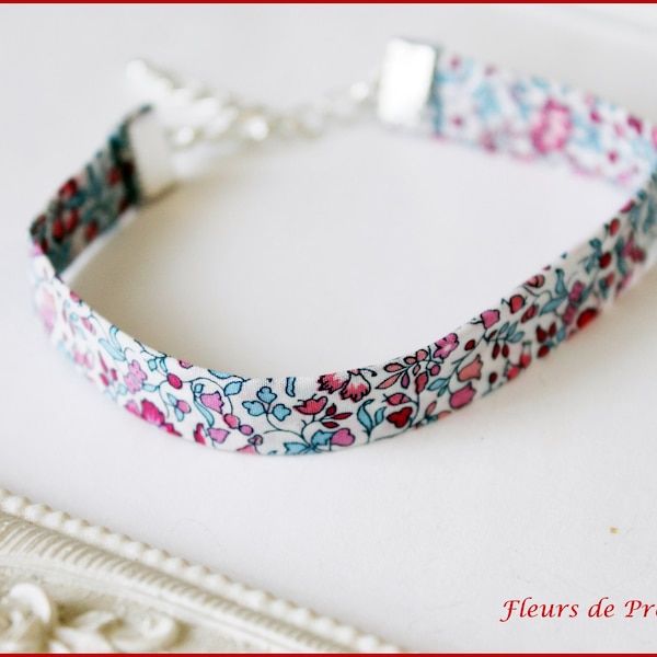 Bracelet simple / double Tissu Liberty Katie and Millie - Fuchsia