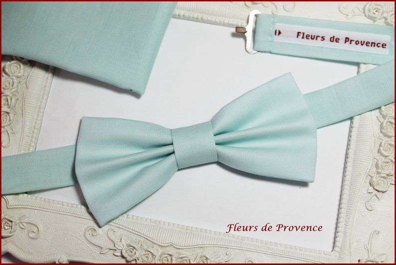 Bow tie / suit pocket / Mint Green cufflinks Men / Children / Baby image 3