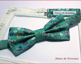 Noeud Papillon / pochette costume / boutons manchette Tissu Liberty Donna leigh Jade - Homme / enfant / bebe